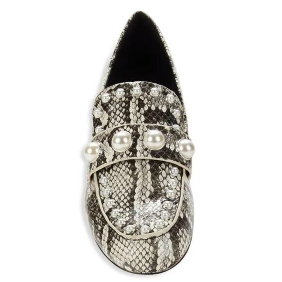 Karl Lagerfeld Shoes - Karl Lagerfeld Avah Python Snakeskin Embossed Studded Loafers Shoes Size 8